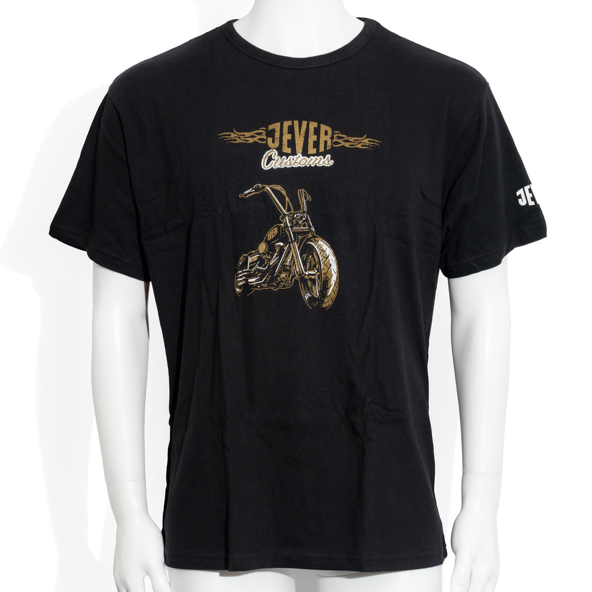 Jever Beer T-Shirt, Size XL, with Custom Motorcycle and Logo in Gold and Black