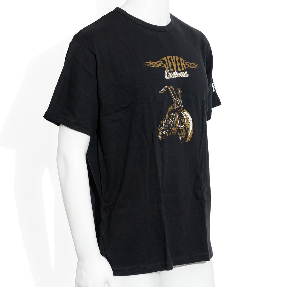 Jever Beer T-Shirt, Size XL, with Custom Motorcycle and Logo in Gold and Black – View 2