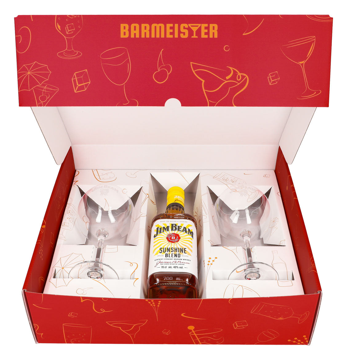 Jim Beam Geschenkset 0,7l Flasche 40,0 % Vol. + Ballongläser Sunshine–Pink – Ansicht 2
