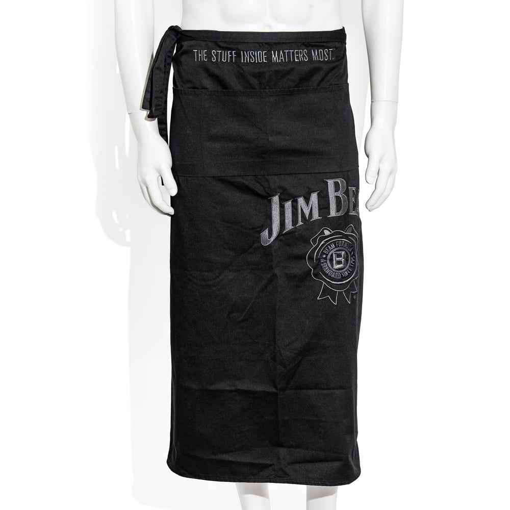 Jim Beam Glass Whiskey Waiter's Apron, Bistro Apron, Black Label Embossed—Very Elegant
