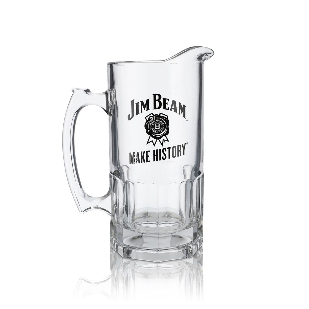 Jim Beam Pitcher 1l Whiskey Glass Carafe Jug Contoured Glass Handle Mug Gastro
