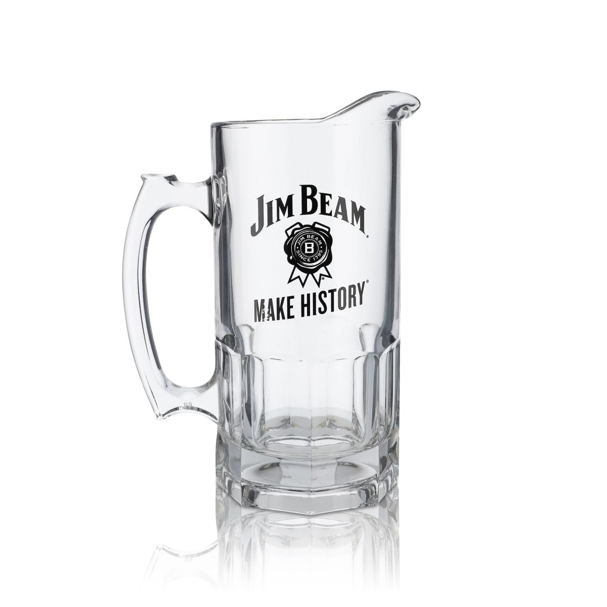 Jim Beam Pitcher 1l Whiskey Glass Carafe Jug Contoured Glass Handle Mug Gastro
