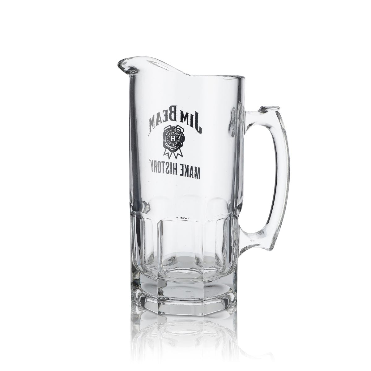 Jim Beam Pitcher 1l Whiskey Glass Carafe Jug Contoured Glass Handle Mug Gastro – View 2