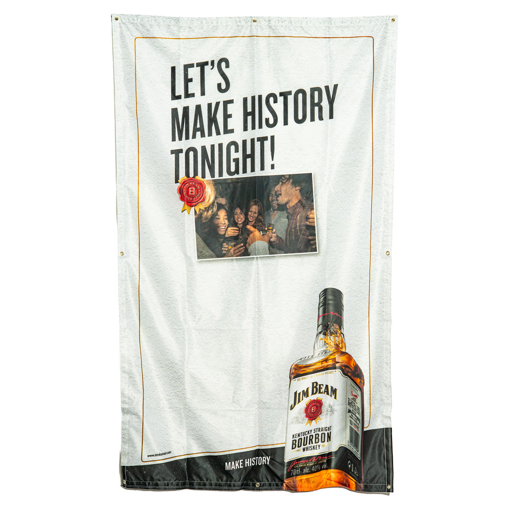 Jim Beam Whiskey Glass Banner, 200x120 cm, "History Tonight" Polyester Flag
