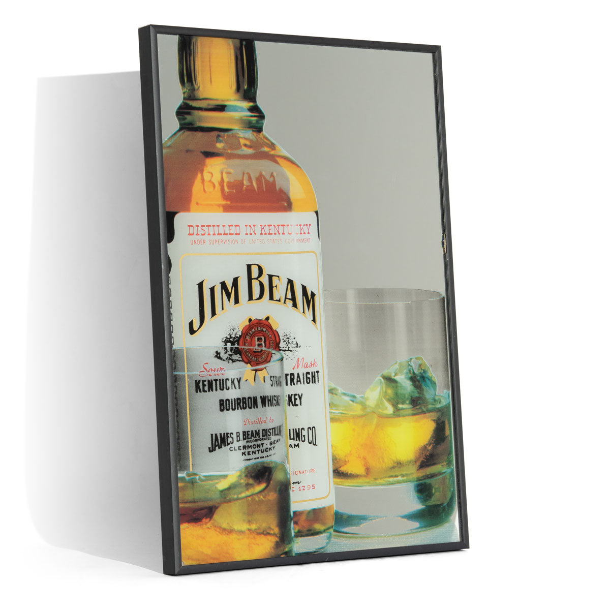 Jim Beam Whiskey Mirror Advertising Mirror Bar Accessories Wall Decoration Black Frame