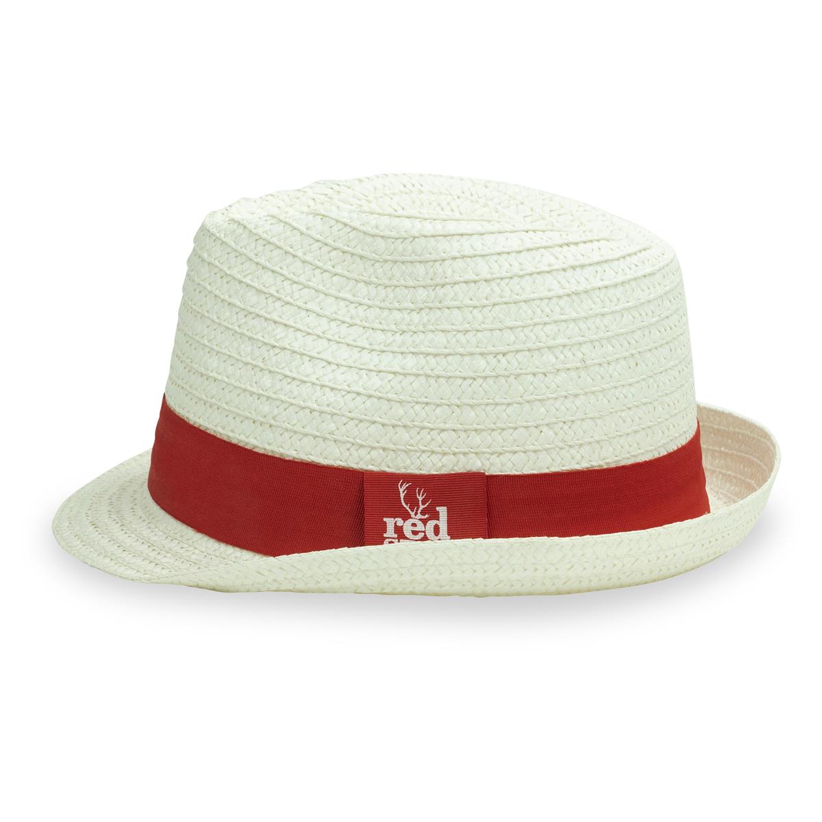 Jim Beam Whiskey Hat Panama Hat Summer Hat White Red Stage – View 4