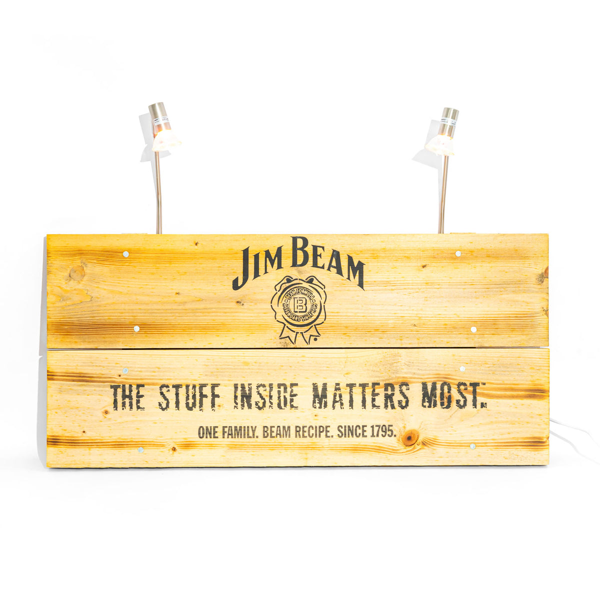 Jim Beam Whiskey Neon Sign Illuminated Advertising Lamp Real Wood Panel – View 3