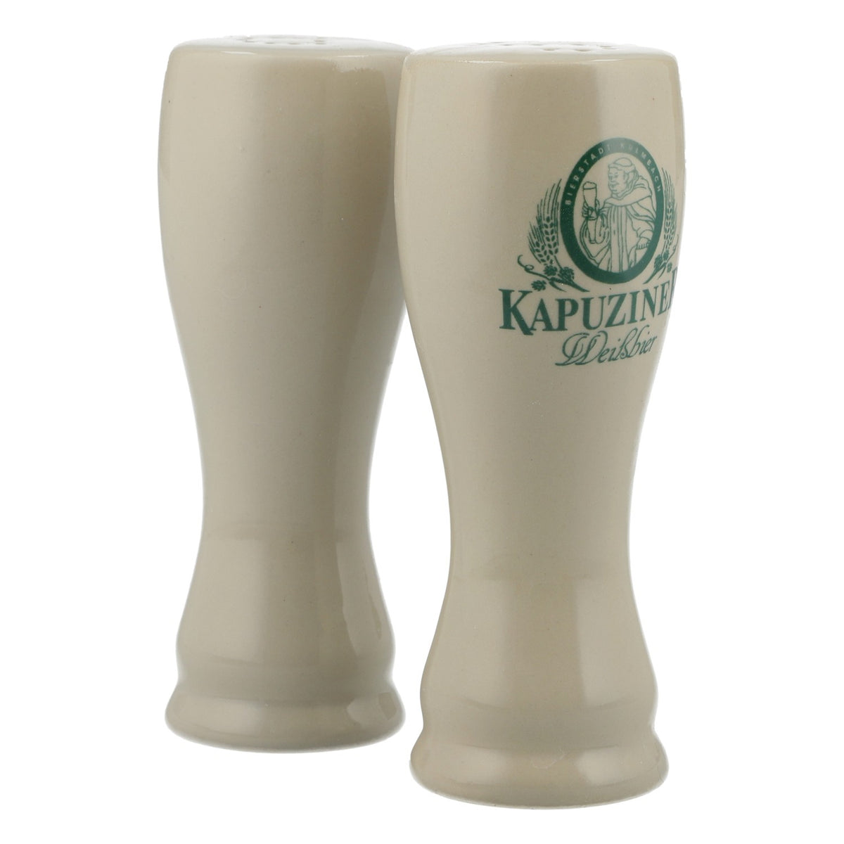 Kapuziner Beer Salt and Pepper Shaker Set, Ceramic, Wheat Beer Glass Design – View 2