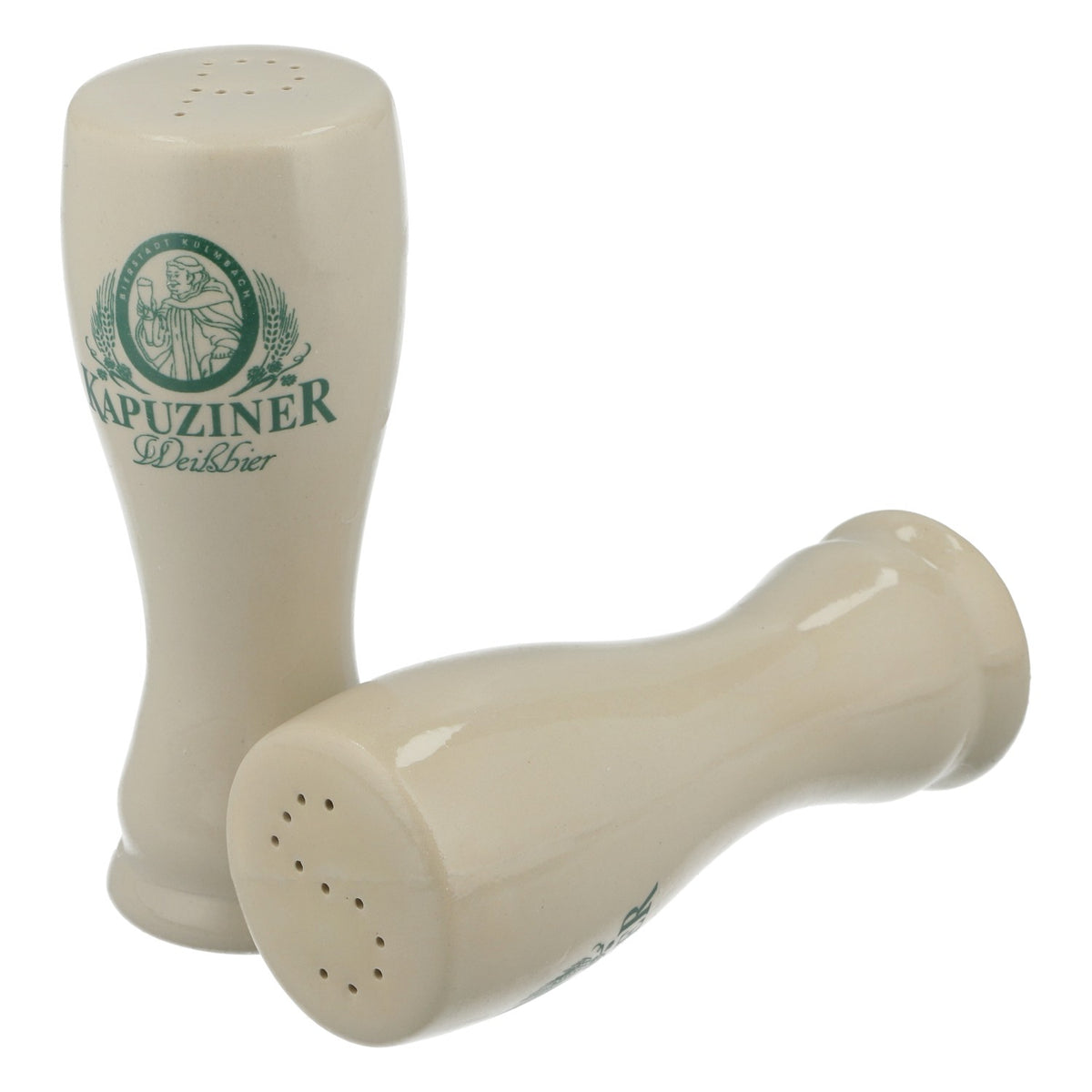Kapuziner Beer Salt and Pepper Shaker Set, Ceramic, Wheat Beer Glass Design – View 3