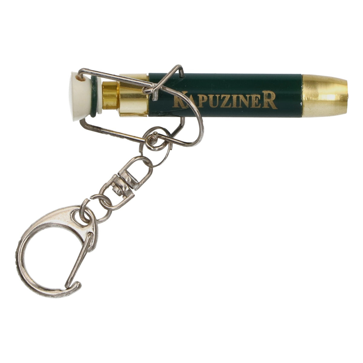 Kapuziner Beer Keychain Flashlight (LED, green) in a Tin Can – View 3