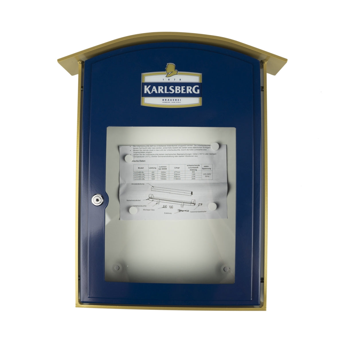 Karlsberg display case menu board illuminated 36x50cm lockable