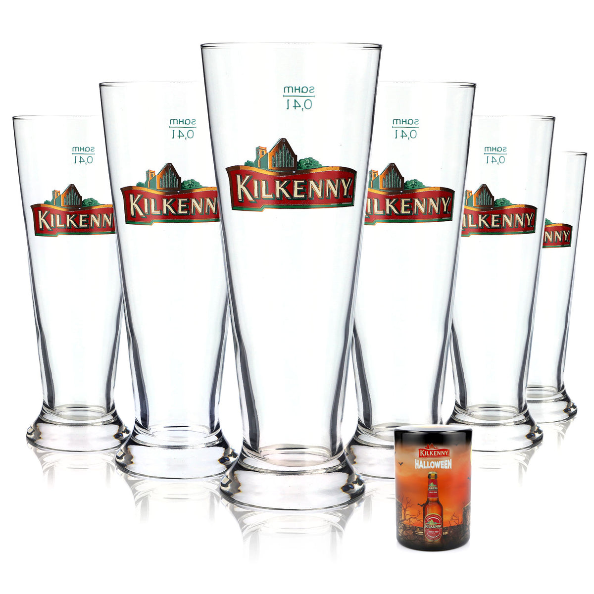 Kilkenny Beer Bar Bundle Set of 6x Beer Glasses 0.4l Push Up Bottle Opener