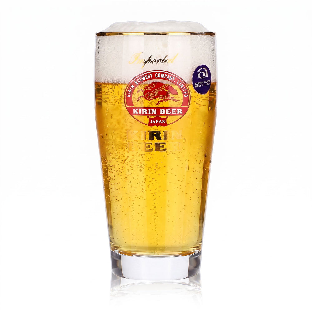 Kirin Ichiban Beer Glass, 0.25 L Mug with Gold Rim, Imported, Gold Lettering