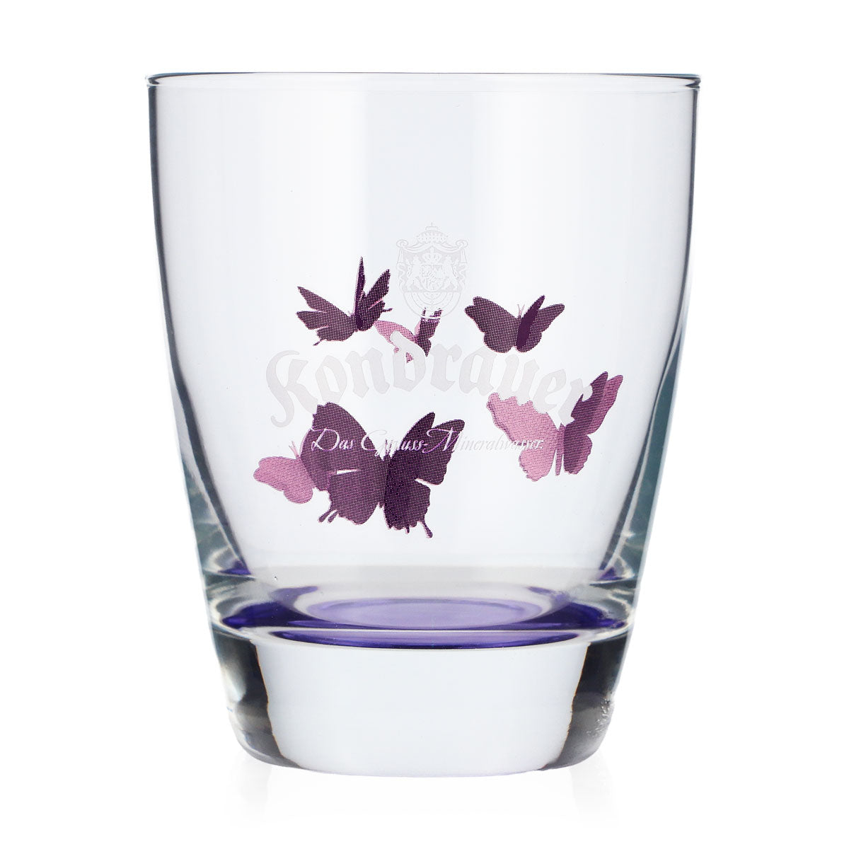 Kondrauer Water Glass, 0.26 L, Purple Base, Butterflies, Collectible Glass