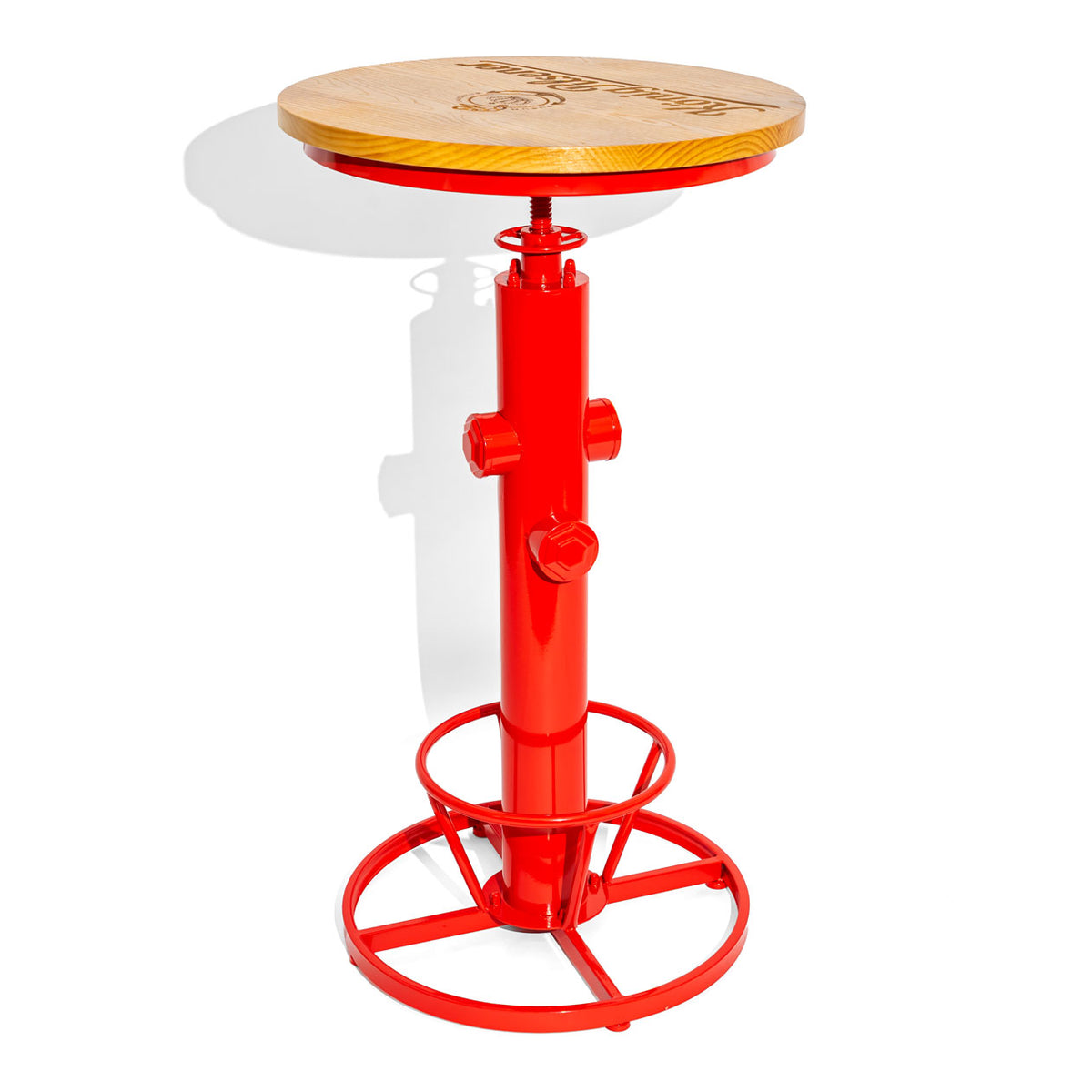 King Pilsener Beer Bar Table Bistro Table Solid Full Metal Wooden Top Red Round – View 2