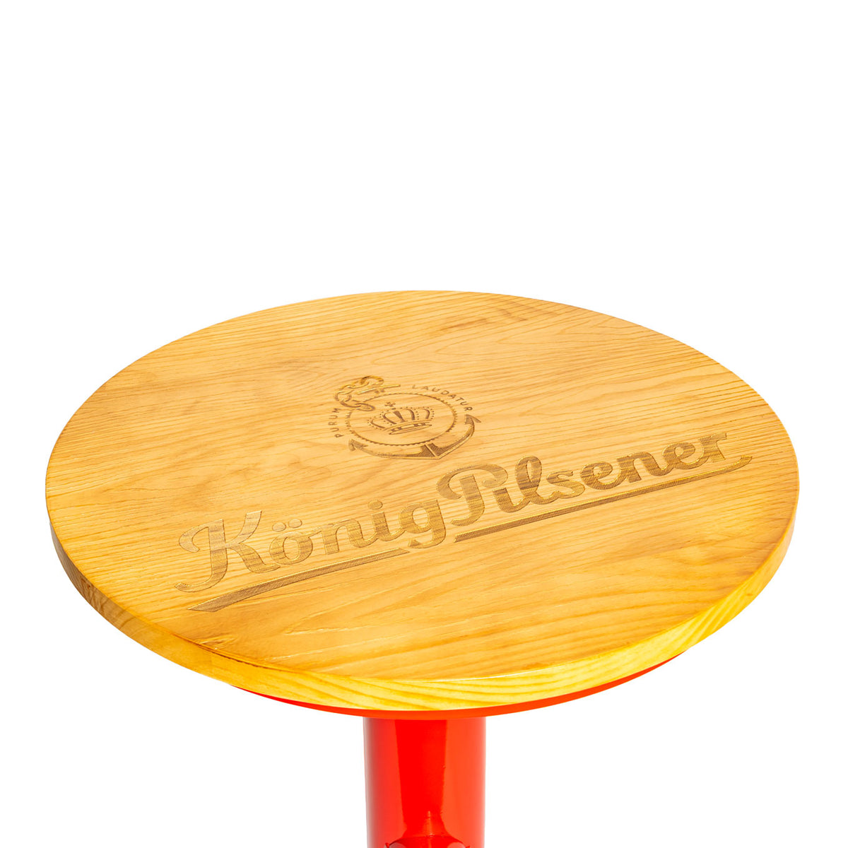 King Pilsener Beer Bar Table Bistro Table Solid Full Metal Wooden Top Red Round – View 5