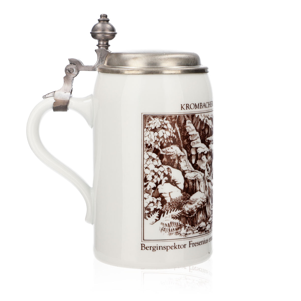 Krombacher beer glass, 1985 annual mug, stoneware mug, Seidel pewter lid, 0.6 l mug – View 3