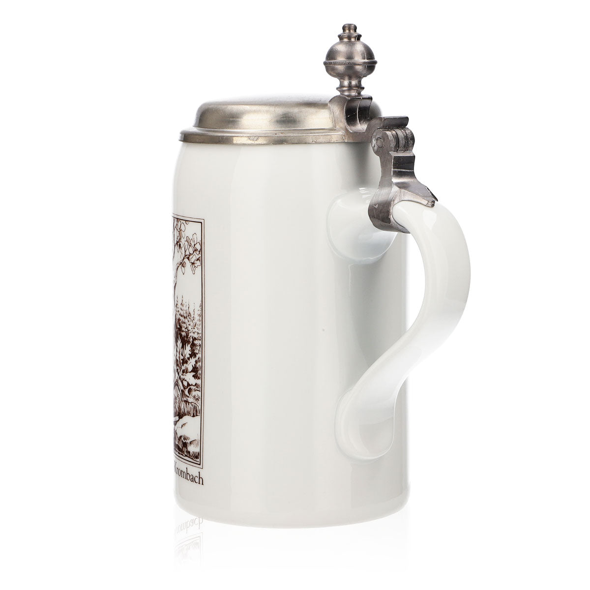 Krombacher beer glass, 1985 annual mug, stoneware mug, Seidel pewter lid, 0.6 l mug – View 4