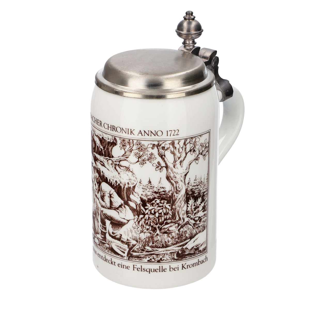 Krombacher beer glass, 1985 annual mug, stoneware mug, Seidel pewter lid, 0.6 l mug – View 6