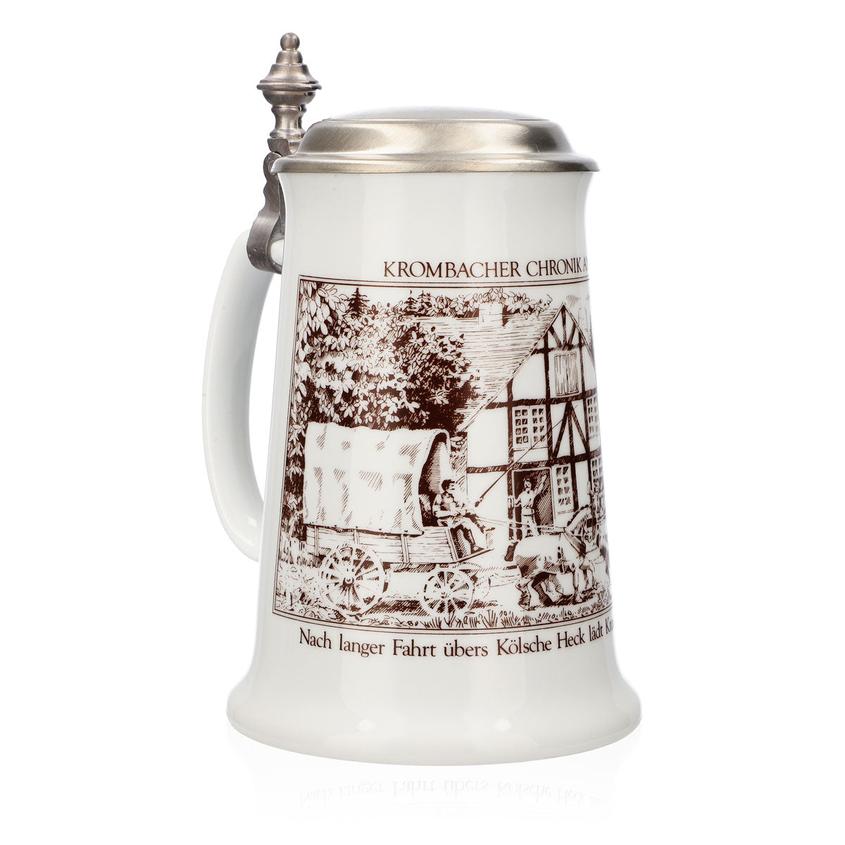 Krombacher beer glass, 1986 annual mug, stoneware mug, Seidel pewter lid, 0.9 l mug – View 2