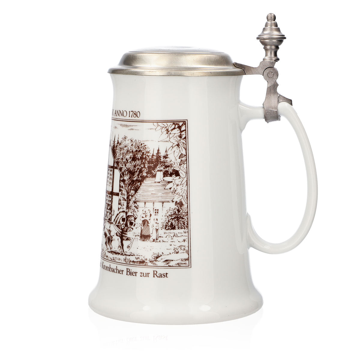 Krombacher beer glass, 1986 annual mug, stoneware mug, Seidel pewter lid, 0.9 l mug – View 5