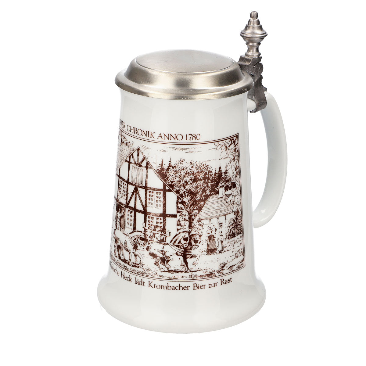 Krombacher beer glass, 1986 annual mug, stoneware mug, Seidel pewter lid, 0.9 l mug – View 6