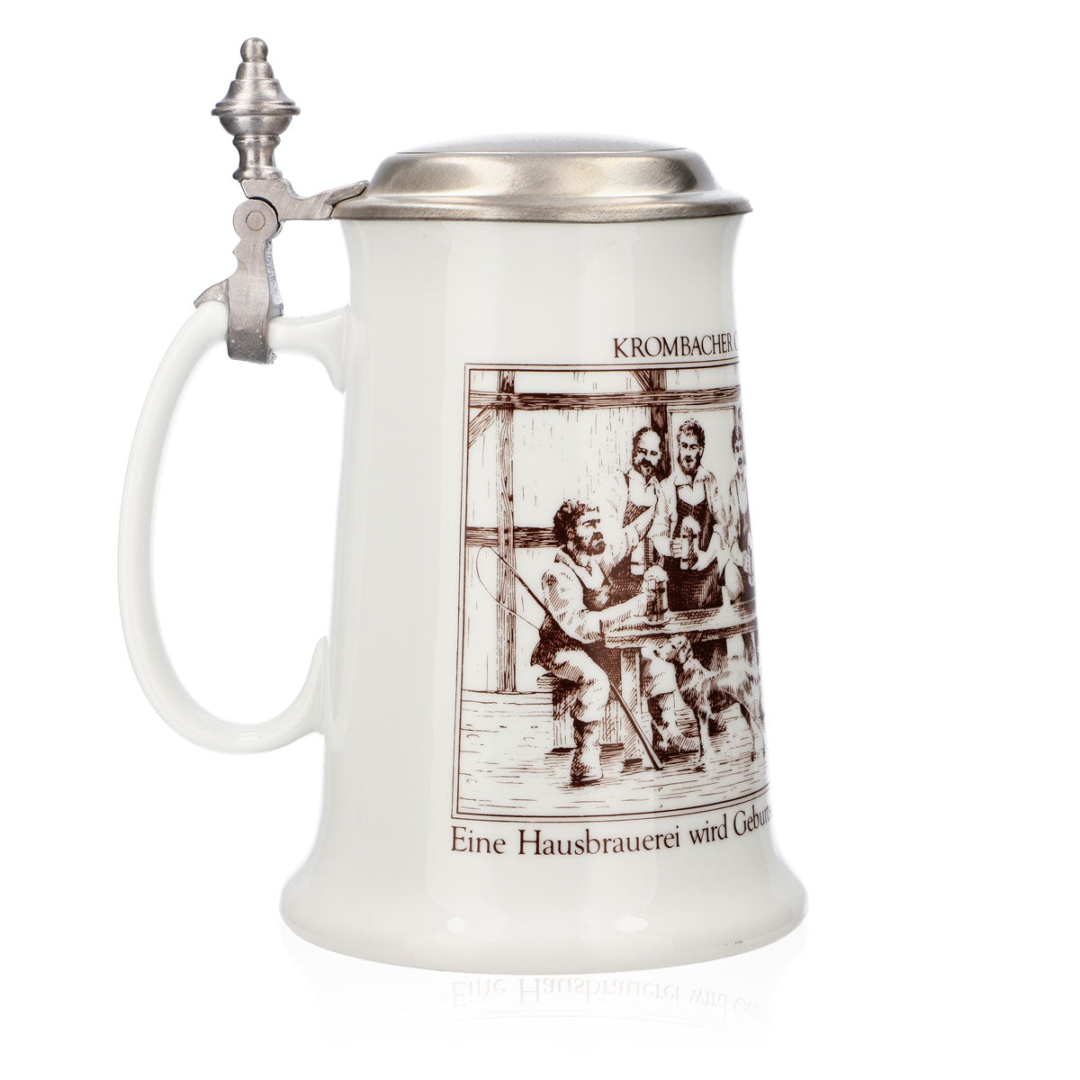 Krombacher beer glass, 1987 annual mug, stoneware mug, Seidel pewter lid, 0.9 l mug – View 3