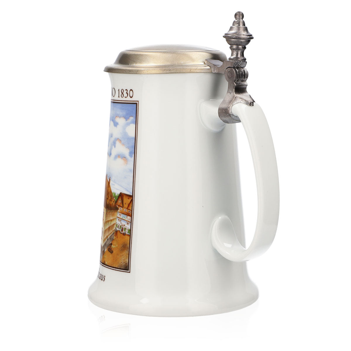 Krombacher beer glass Annual mug 1990 Stoneware mug Seidel Pewter lid 0.9 l mug – View 4