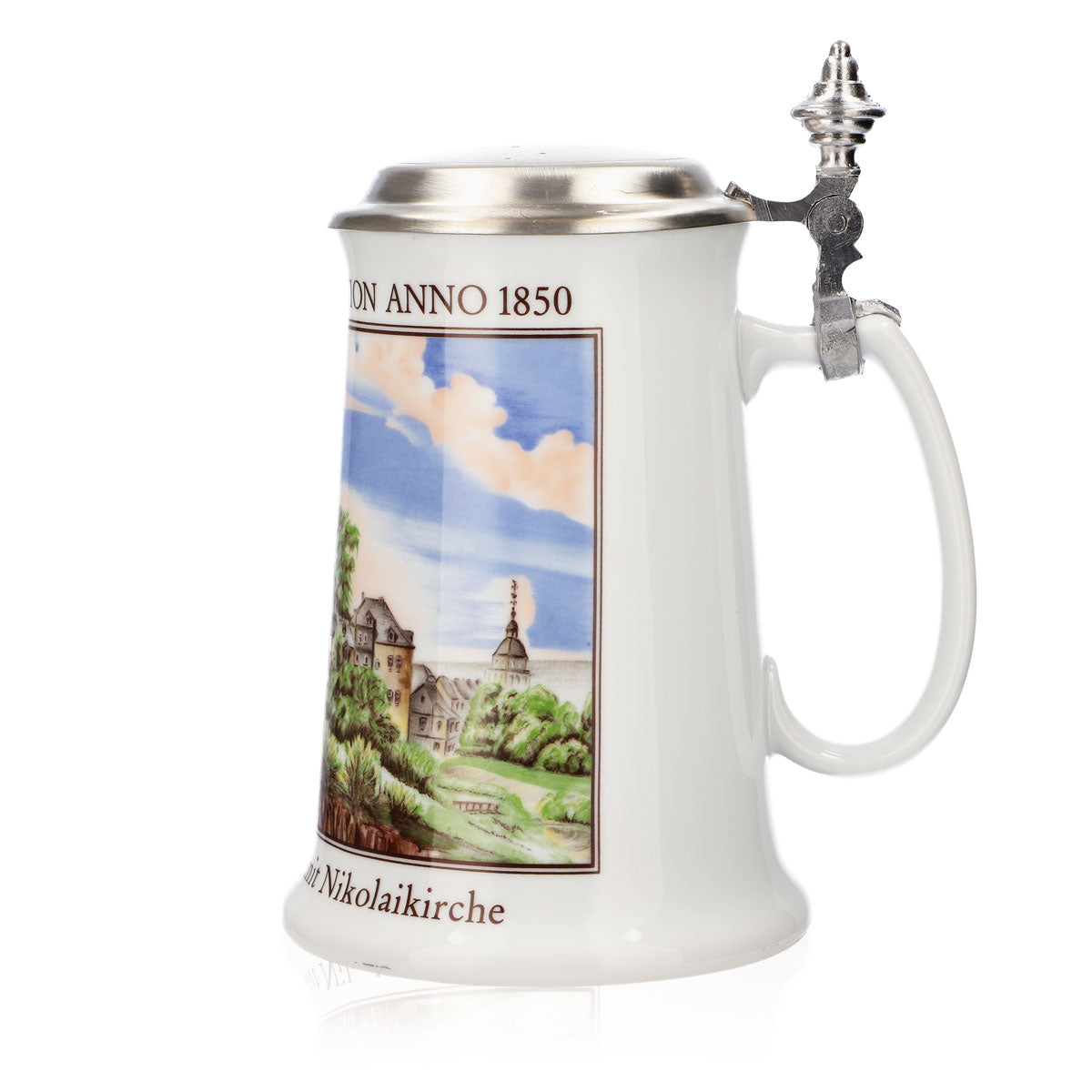 Krombacher beer glass Annual mug 1991 Stoneware mug Seidel Pewter lid 0.9 l mug – View 5