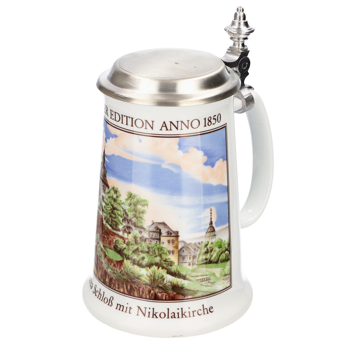 Krombacher beer glass Annual mug 1991 Stoneware mug Seidel Pewter lid 0.9 l mug – View 6