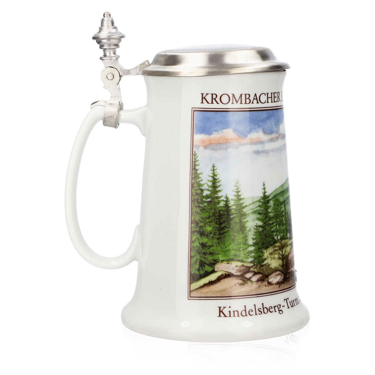 Krombacher beer glass, 1992 annual mug, stoneware mug, Seidel pewter lid, 0.9 l mug – View 3