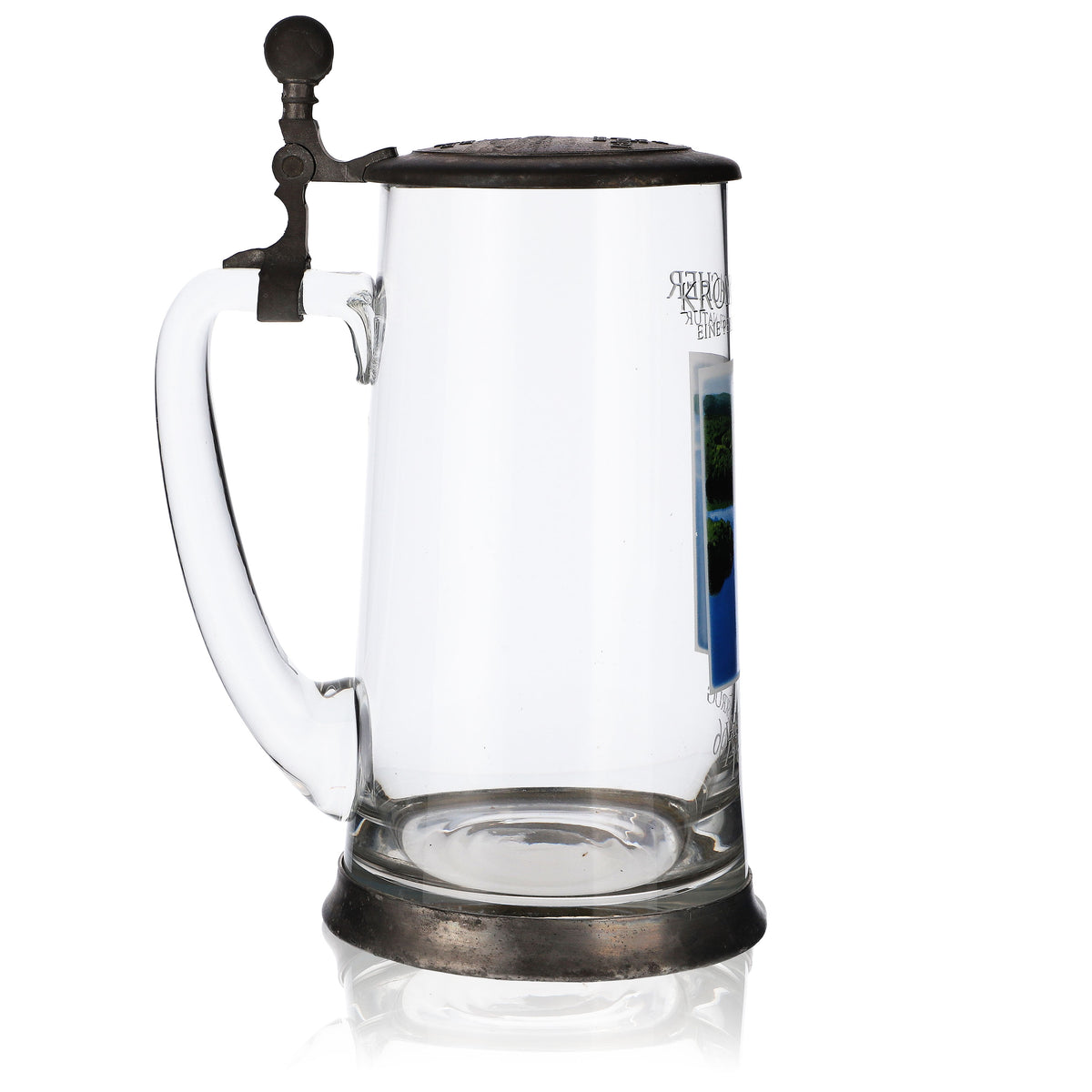 Krombacher beer glass, 1996 annual mug, glass, glasses, tankard, pewter lid, 0.9 l – View 3
