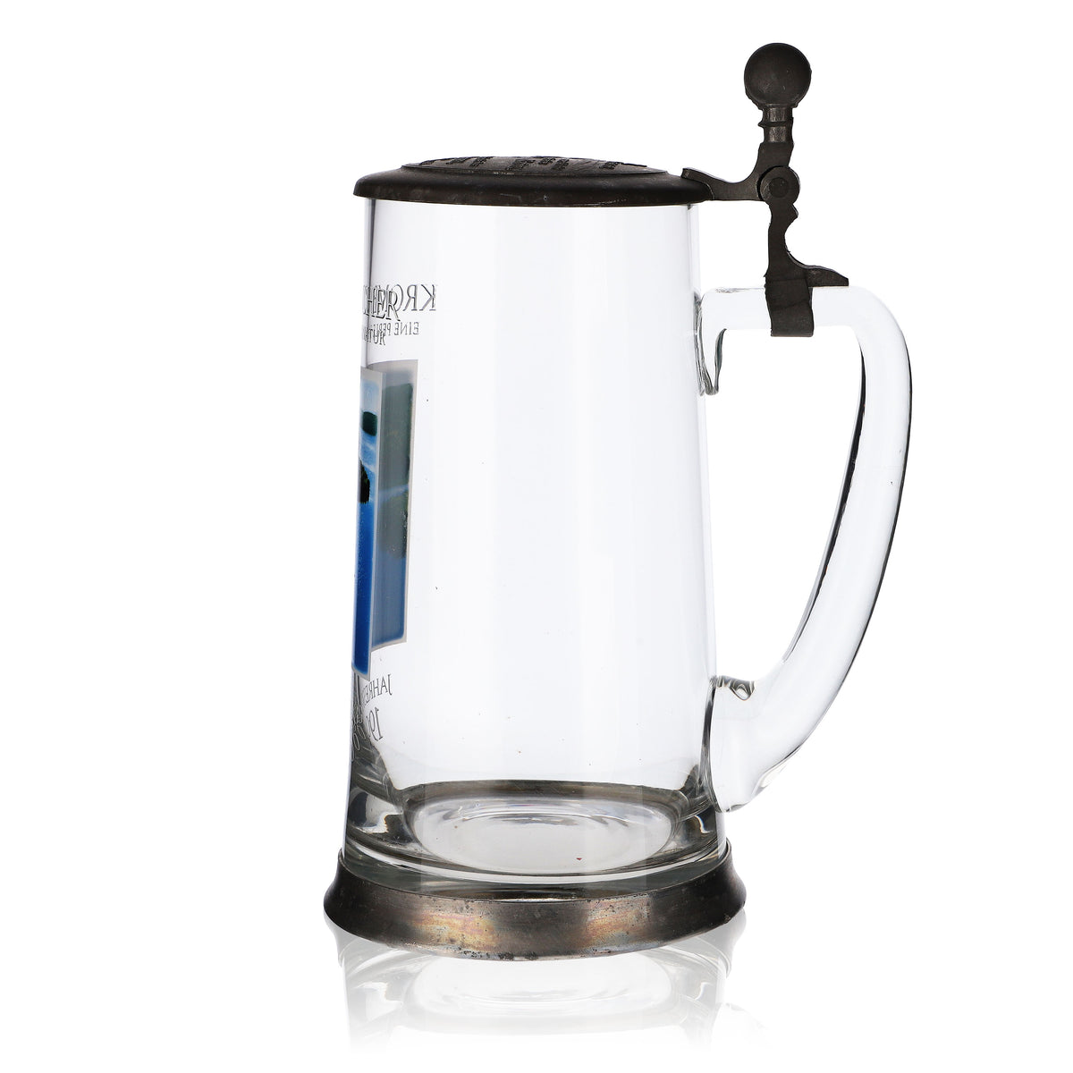 Krombacher beer glass, 1996 annual mug, glass, glasses, tankard, pewter lid, 0.9 l – View 5