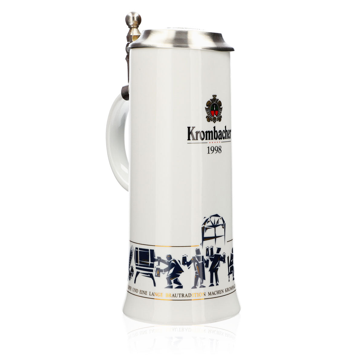 Krombacher beer glass Annual mug 1998 Stoneware mug Seidel Tin lid 0.9 l mug – View 2