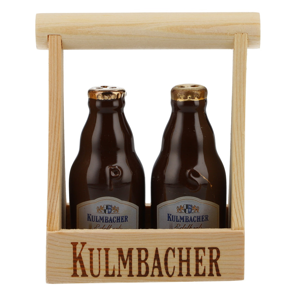 Kulmbacher Reichelbräu Beer Salt and Pepper Shaker Set in Bottle Shape with Stand – View 2