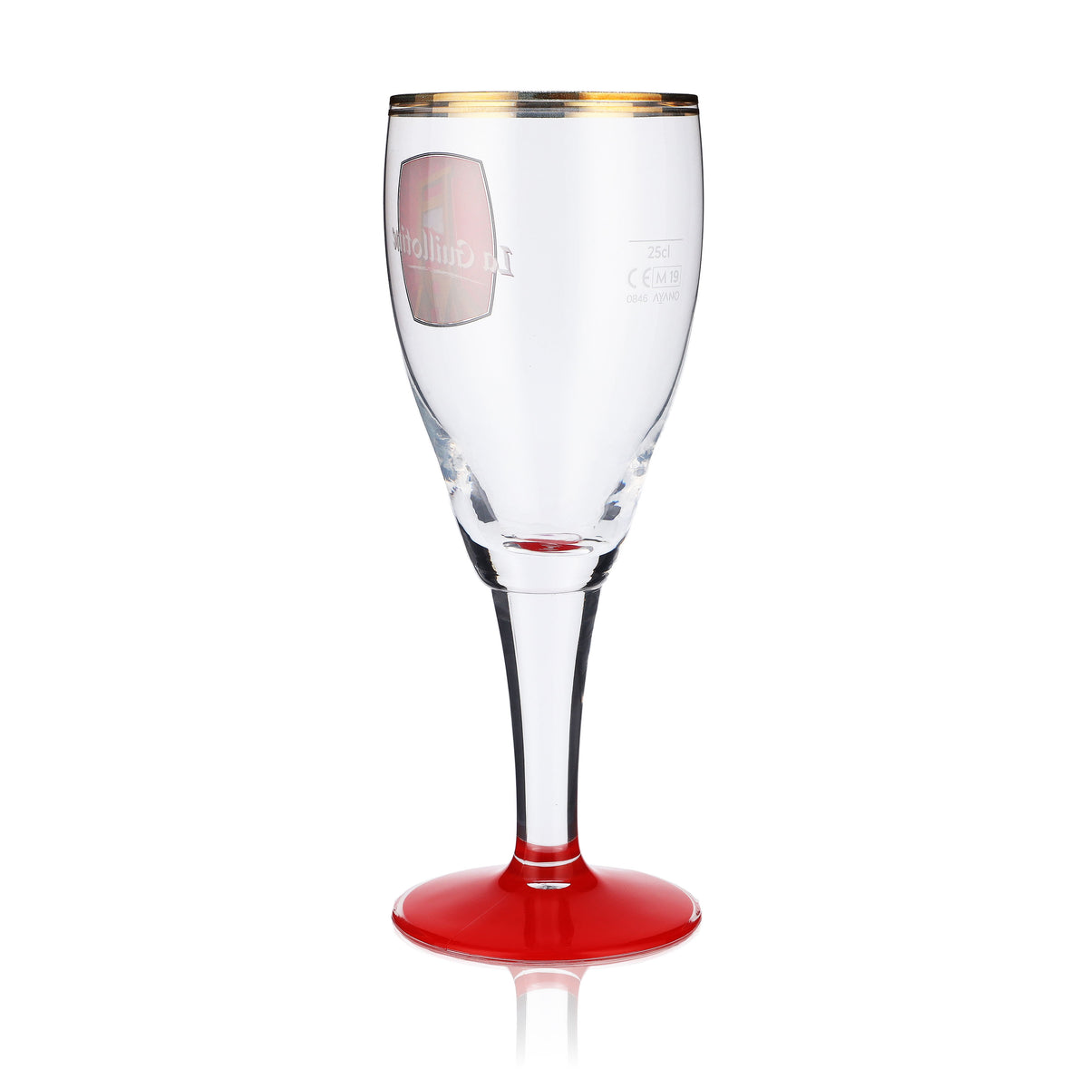 La Guillotine Beer Glass 0.25l Goblet Double Gold Rim Red Base Harzer – View 3