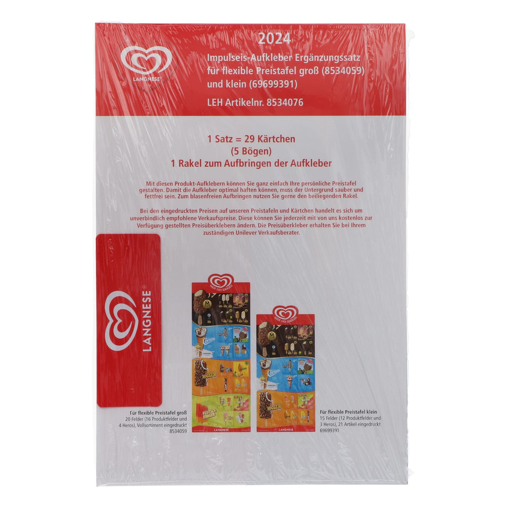 Langnese Ice Cream Menu Flexible Ice Cream Menu 2024 Advertising Sign Price List