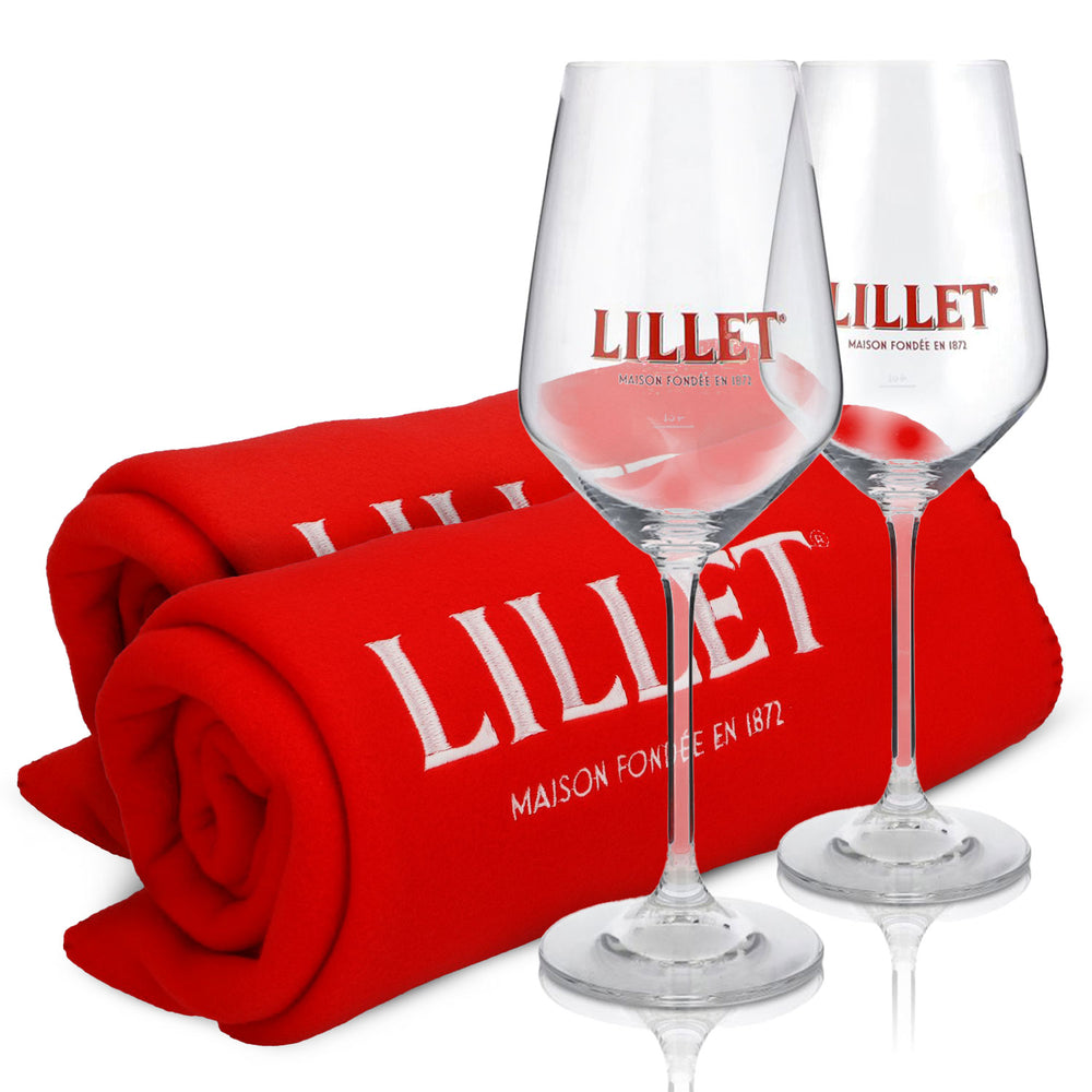 Lillet Bundle Fan I Set consisting of 2x fleece blankets and 2x Lillet glasses
