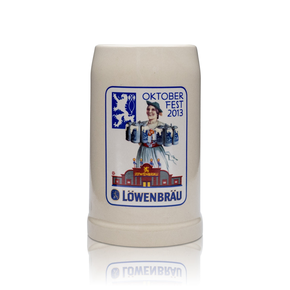 Löwenbräu beer glass 0.5l clay mug Seidel "Oktoberfest 2013" edition collector's item