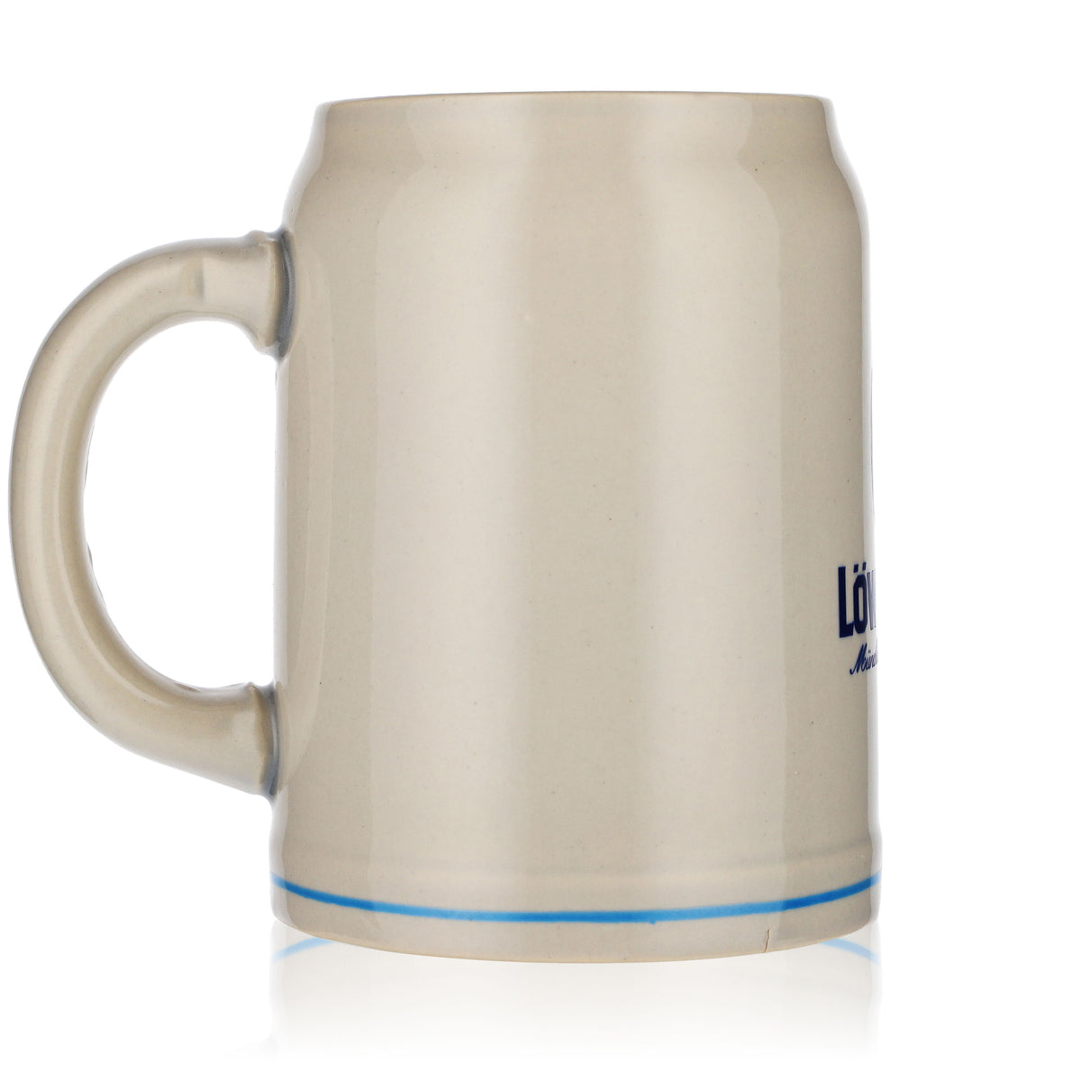 Löwenbräu beer glass 0.5 l clay jug beer mug small logo light blue ring – View 3