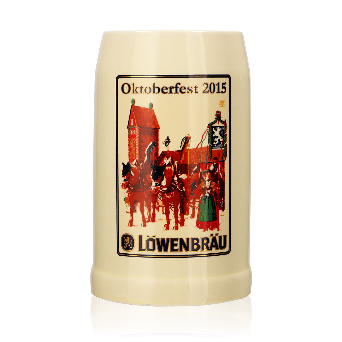 Löwenbräu beer glass clay jug stone jug Seidel 0.5l Oktoberfest 2015