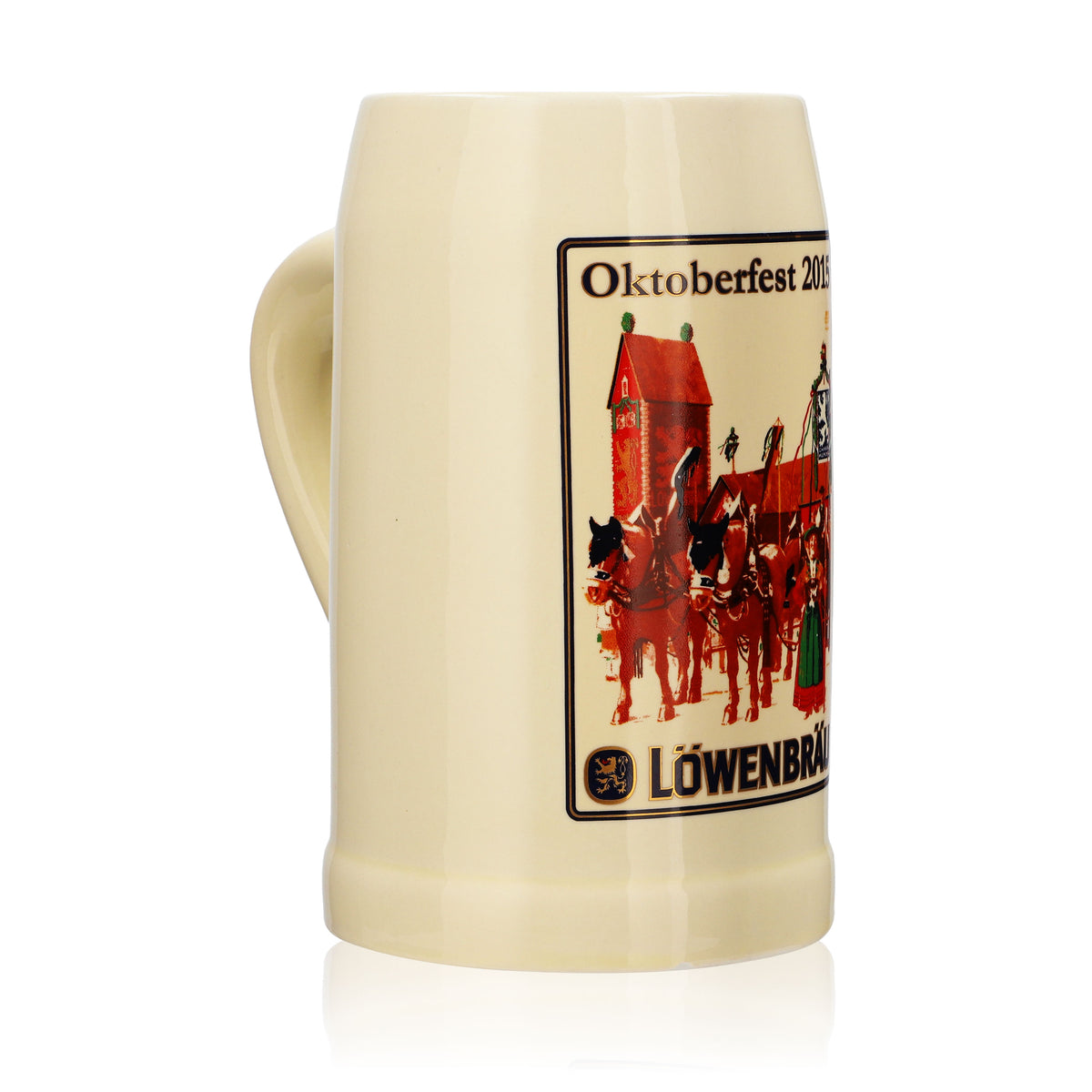 Löwenbräu beer glass clay jug stone jug Seidel 0.5l Oktoberfest 2015 – View 2