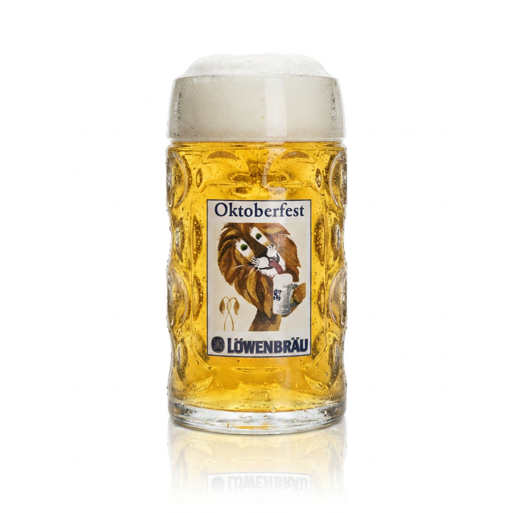 Löwenbräu 0.5-liter Oktoberfest Edition Beer Mug (Humpen, Seidel) with Dimples, Munich