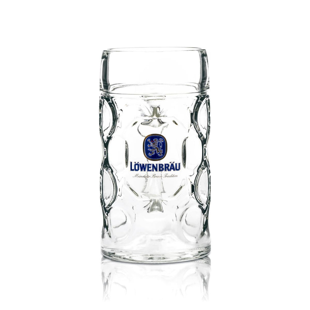 Löwenbräu beer mug beer mug 1L contour glass mug glass Seidel glasses B-goods