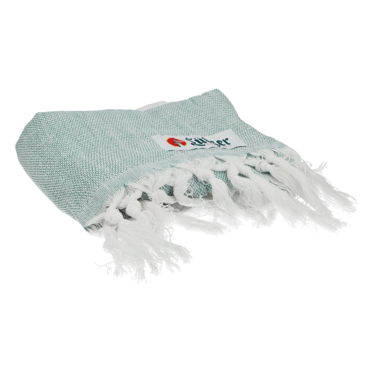 Lübzer Hammam Towel, Hand Towel, Tablecloth, Green/White, Cotton