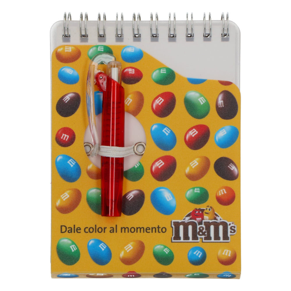 M&M's Candy Notepad with Pen, New, Yellow Paper, Notes
