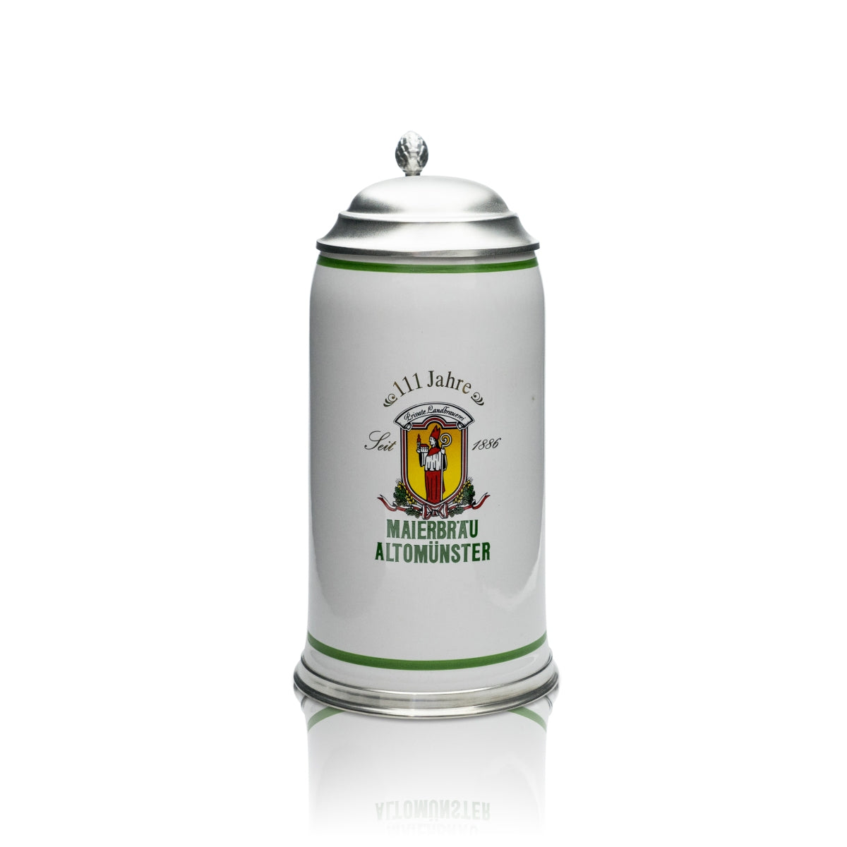 Maierbräu collector's glass 0.5l beer mug Humpen Seidel 111 years pewter lid Münster