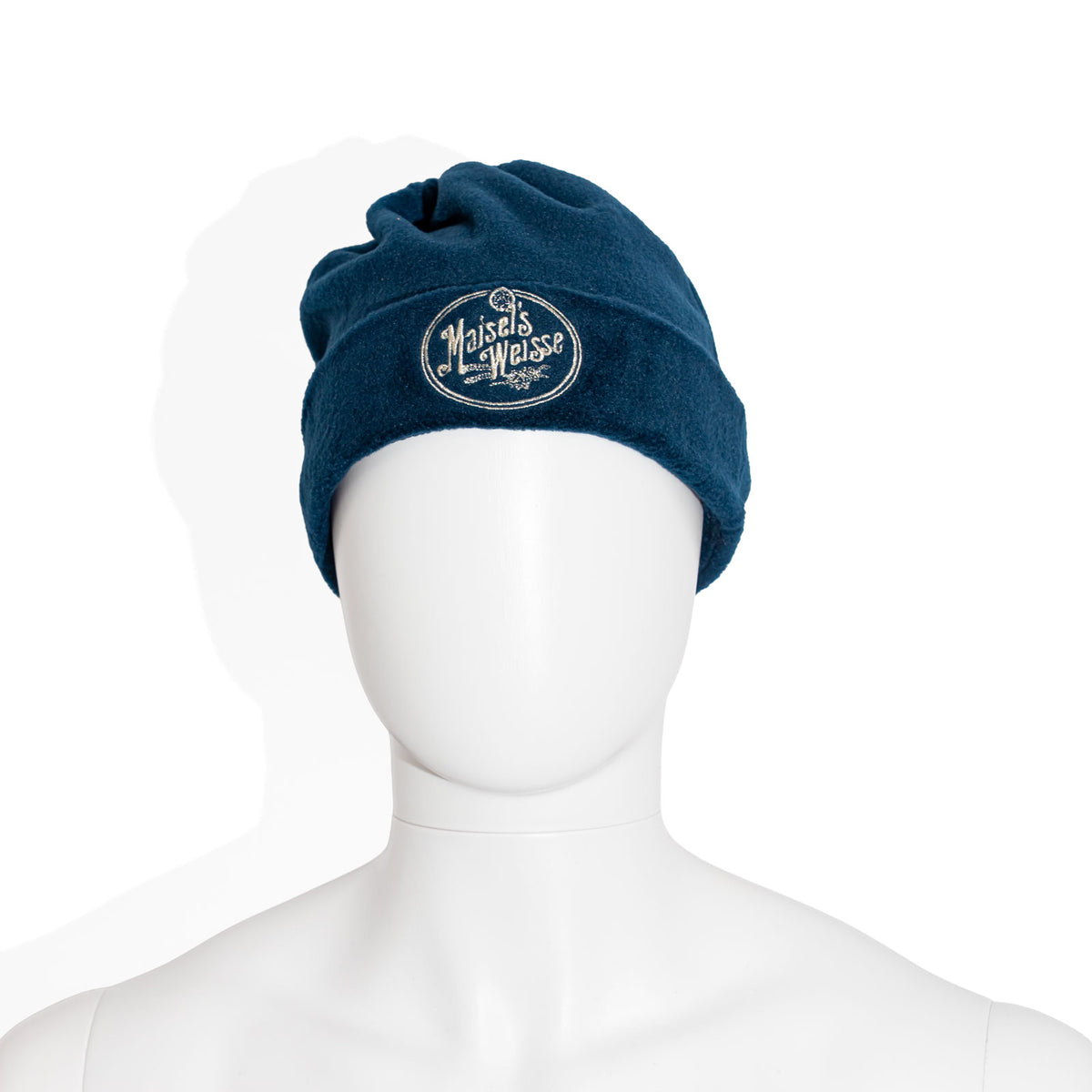 Maisel's White Beer Glass Scarf Hat, Blue Felt, Size M, Scarf with Embroidered Logo – View 4