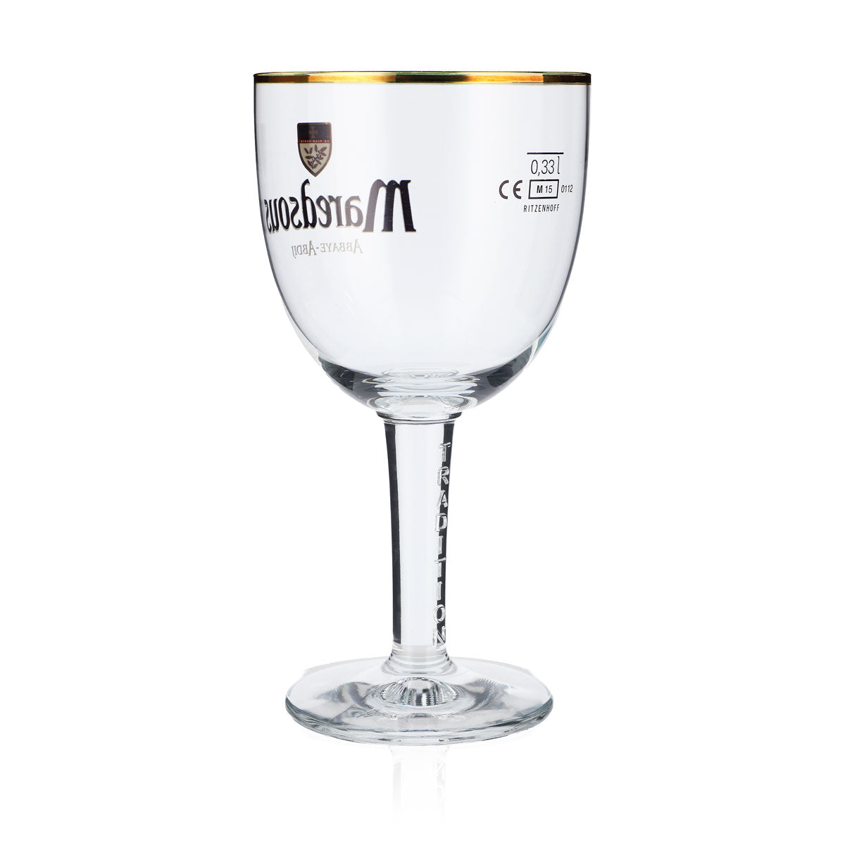 Maredsous beer glass 0.33 l Beer glasses Goblet Gold rim – View 3