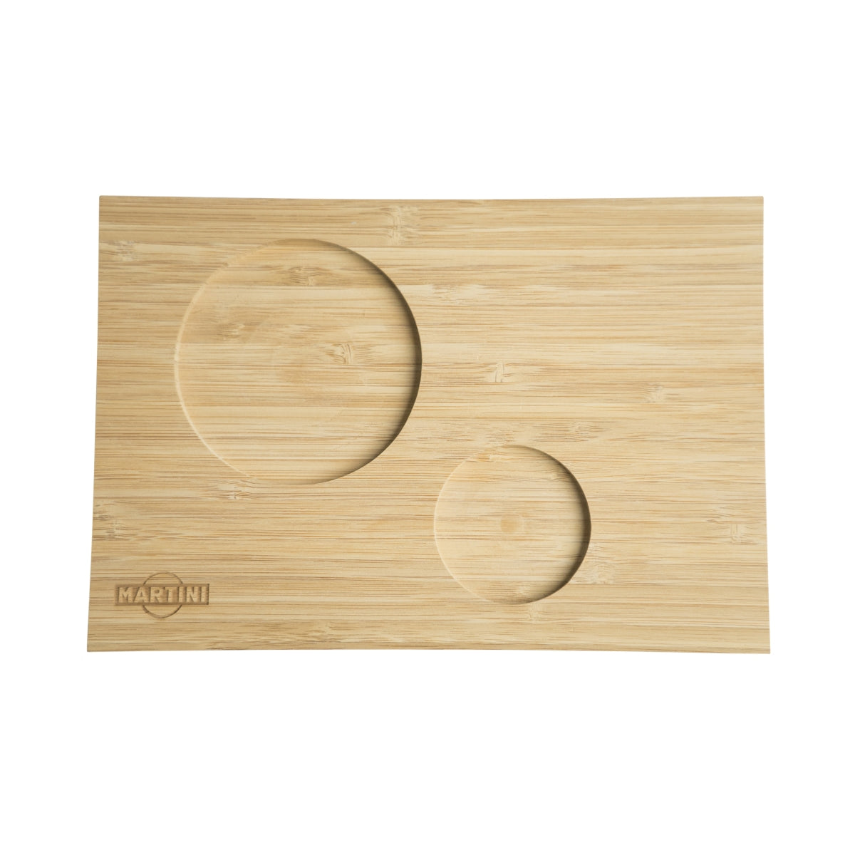 Martini liqueur serving board tray with recesses for glasses, wood, catering decoration, display stand